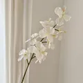 Elegant 3D printed 9-head white artificial butterfly orchid branch for home decor - White