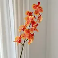 3D printed orange orchid with realistic dark spots and green buds for home decor - Orange