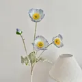 Artificial Icelandic poppy in light blue and white with realistic flocked stem and petals - Broken Ice Blue