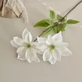 Ramo di clematide bianca artificiale stampata in 3D con due fiori per decor - Bianco