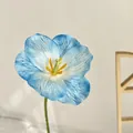 Realistic single blue 3D printed tulip flower with detailed gradient petals and stem - Light Blue