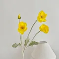 Artificial yellow poppy bouquet with flocked stems and realistic wrinkled petals - Yellow