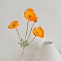 Artificial orange Icelandic poppies with flocked stems and vibrant three-flower heads - Orange