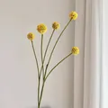 Künstliche Craspedia Trommelstock-Blume mit 5 gelben Blütenköpfen für Heimdekorationen - 5 Köpfe / Gelb