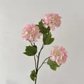 Artificial pink hydrangea branch with three flower heads for home and wedding decor - Pink