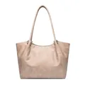 Elegant beige tote bag in croc-embossed leather with dual shoulder straps - Khaki