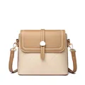 Quilted bucket bag in beige and camel leather with gold magnetic closure - Apricot