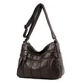 Borsa a tracolla in pelle lavata marrone con tasche multiple e spallina regolabile - Marrone scuro