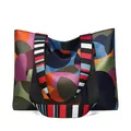 Women's oxford tote bag with colorful geometric dot patterns and striped straps - Colorful Geometric Dots (Pattern 1)