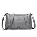 Borsa a tracolla classica grigio medio da donna con cuciture geometriche a conchiglia - Grigio
