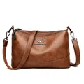 Bolso tipo cubo vintage de cuero marrón con triple cremallera y bandolera - Marrón