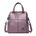Elegant lilac purple sheepskin-textured multifunctional backpack for women - Purple