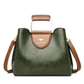 Grün-braune Messenger-Tasche mit Metallgriff und Känguru-Logo für Damen - Grün