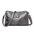 Sac baril gris foncé en simili cuir lavé avec logo kangourou et plusieurs zips - Gris