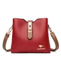 Secchiello a contrasto in pelle litchi bordeaux con tracolla kaki regolabile - Rosso