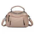 Borsa Boston kaki a pieghe con scomparti multi-zip e tracolla regolabile - Cachi