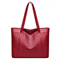 Bolso tote vintage de cuero suave rojo oscuro con logo Sport y gran capacidad - Rojo