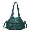 Sac bandoulière vert foncé en similicuir avec rivets et bandoulière réglable - Vert