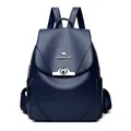 Zaino da donna blu navy in ecopelle con grana martellata e fibbia metallica - Blu