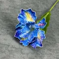Fleur d'iris bleue artificielle en EVA avec pétales réalistes à dégradé jaune - Dégradé Bleu