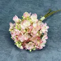 Pink and cream faux cherry blossom bouquet tied with raffia rope for home decor - Pink