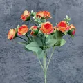Artificial 10-head rose bouquet in warm orange-red for home and wedding decor - Orange