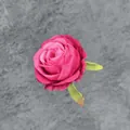 Artificial deep pink rose flower head with green leaves for wedding DIY decor - Rose Red