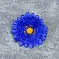 Deep blue artificial daisy flower head with yellow stamen for DIY craft projects - Blue