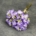 Handcrafted artificial purple jasmine bouquet with green buds and raffia tie decoration - Purple