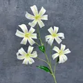 Artificial white lily with five flower heads and realistic yellow stripes on dark background - White