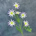 Artificial 6-head white daisy spray with light purple edges and green leaves for decor - Light Purple