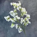 Artificial white Daphne flower branch for home decor with realistic small blossoms - White