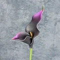 Single black calla lily faux flower with yellow spadix for elegant home decor - Black Purple