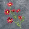 Artificial 6-head red daisy flower silk bouquet with yellow centers for home decoration - Red