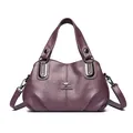 Bolso de mano granate para mujer en piel texturizada con correa desmontable - Púrpura