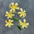 Artificial 5-head lily branch with realistic yellow and orange striped petals for home decor - Yellow