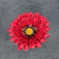 Artificial red gerbera daisy flower head with vibrant petals and yellow center - Red