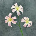 Lis artificiel à 3 têtes avec rayures roses et blanches pour décoration intérieure - Rose