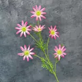 Artificial pink daisy stem with six lifelike blooming heads for home flower decoration - Rose Red