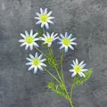 Artificial 6-head daisy flower stem with blue gradient petals and green leaves - Light Blue