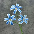 Lis artificiel à rayures bleues et blanches à 3 têtes avec tige pour décoration - Bleu Ciel