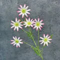 Artificial 6-head white and pink gradient daisy spray with green stems for home decor - Deep Pink