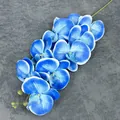 Kunstmatige 9-koppige orchideestengel met blauw-witte vlinderorchidee bloemblaadjes - Deep Blue (No.12)