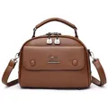 Brown leather doctor bag with lychee texture and detachable shoulder strap in variant - Brown
