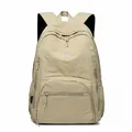 Waterproof nylon backpack in beige with multiple pockets and silver emblem detail - Khaki