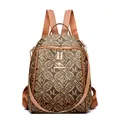 Classic brown retro backpack with M print and gold kangaroo logo detail for women - ML Brown