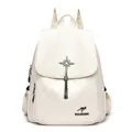 White quilted faux leather backpack with diamond star pendant and tassel details - Off White