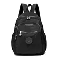 Sac à dos noir en nylon lavé pour femme avec logo circulaire et poches multiples - Noir