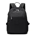 Waterdichte zwarte casual nylon rugzak met ronde logo-patch en stevige ritssluitingen - Zwart