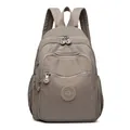 Sac à dos en nylon kaki pour femme avec plusieurs poches et un écusson logo rond chic - Gris Violet